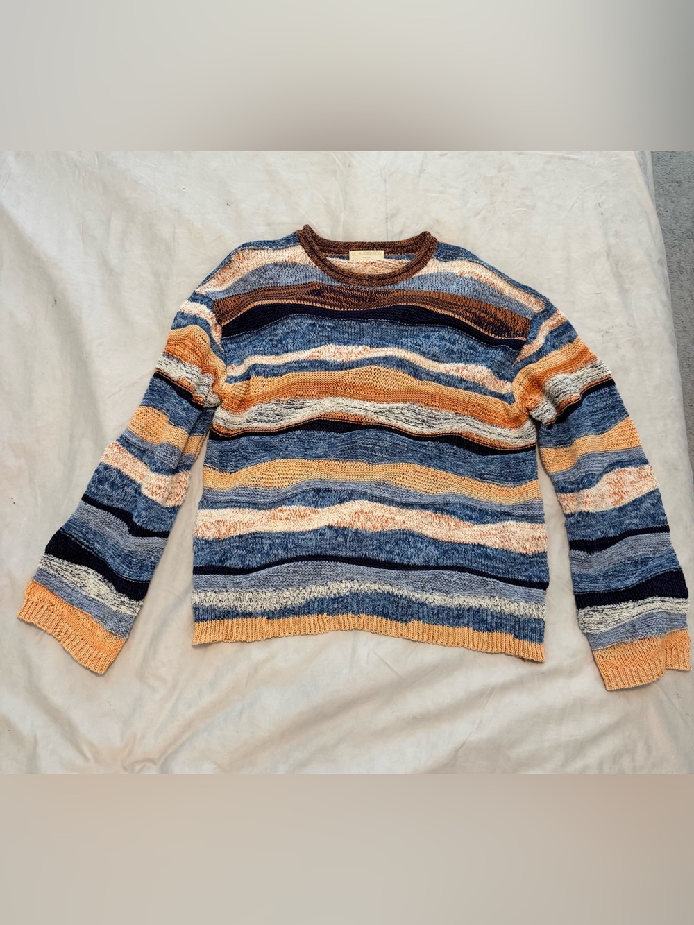 Ulla Johnson Striped Crewneck Sweater in Blue and Orange